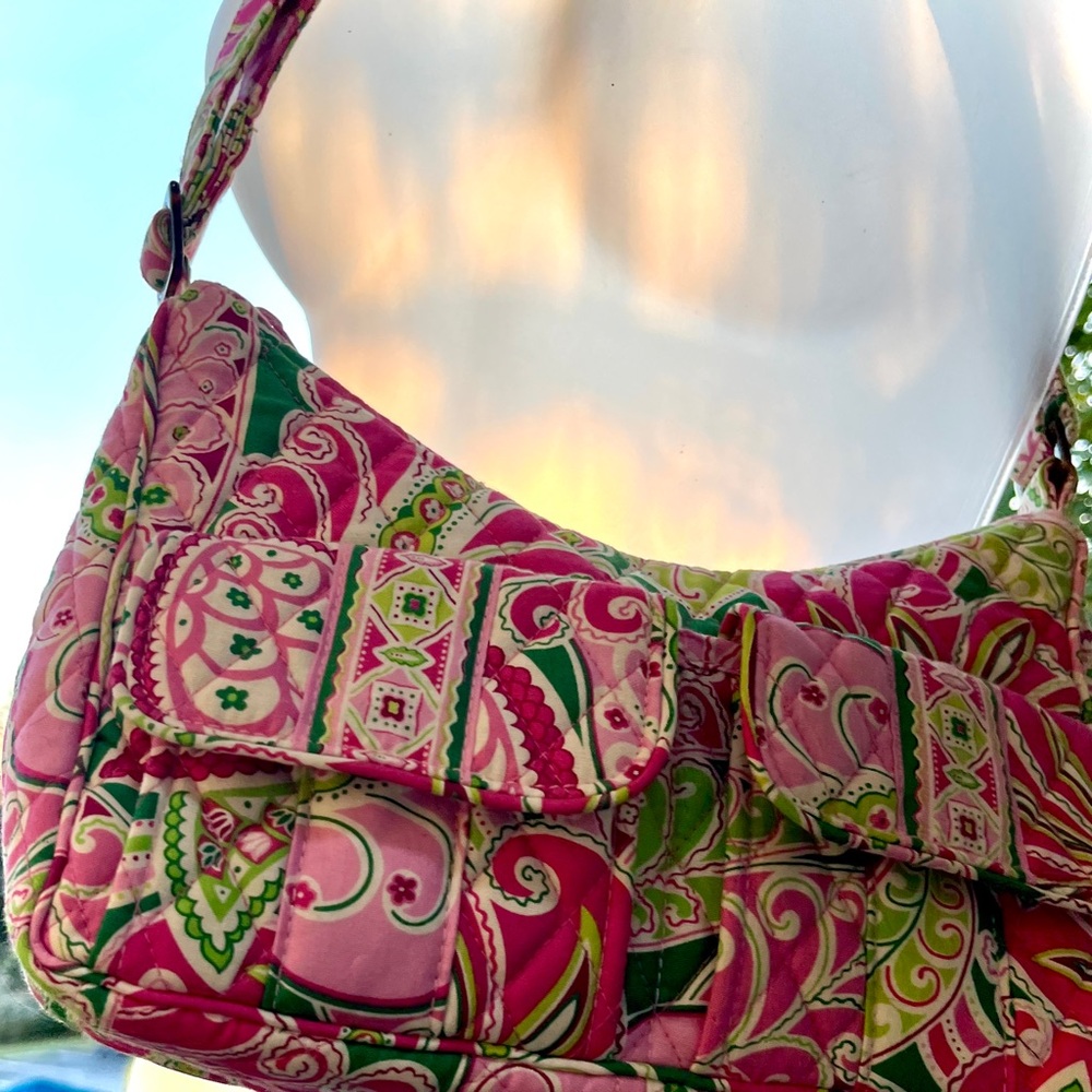 Vera Bradley Pinwheel Pink Small Libby Cargo Hobo Crossbody Bag Purse Pockets - Picture 6 of 16